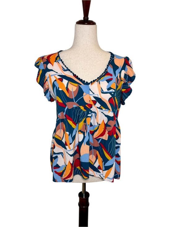 Emily Wonder Tops - Emily Wonder Blue Tropical Babydoll Top Boho Vacation Medium